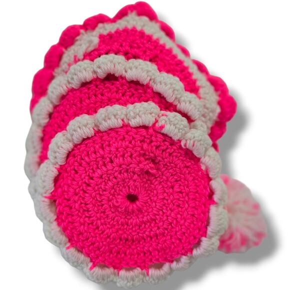 Vintage plastic Doll Face crochet Potholder Set of 3, Handmade Doily Cottagecore - Picture 4 of 7